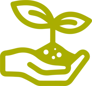 Nursery Icon with hand holding a growing plant